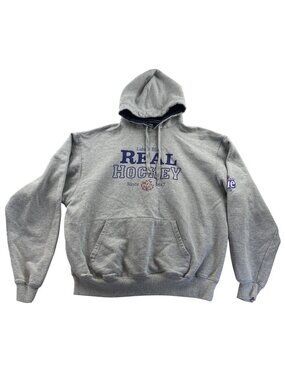 Champion Mens Labatt Blue Real Hockey Hoodie Sweatshirt Size XL Gray Pullover